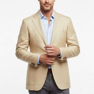 Pronto Moda Elite Men's Cream Wool Silk Bamboo Textured 2 Button Sport Coat 42R
